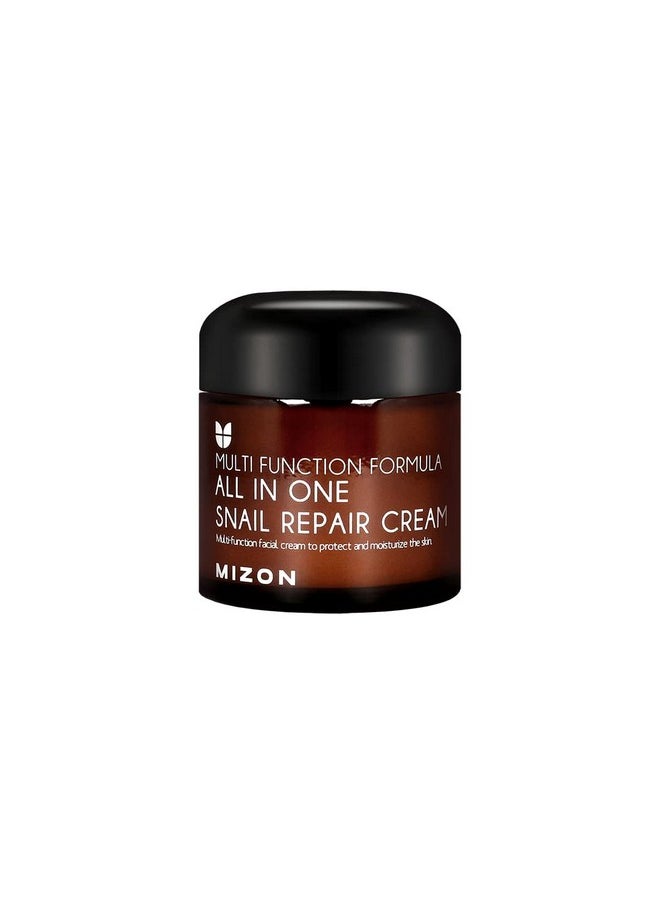 MIZON All in One Snail Repair Cream, Snail Mucin with 12 Natural Extracts, Centella Asiatica, Hyaluronic Acid, Recovery Cream, Korean Skincare, Wrinkle & Blemish Care (2.53 Fl Oz Pack of 1)