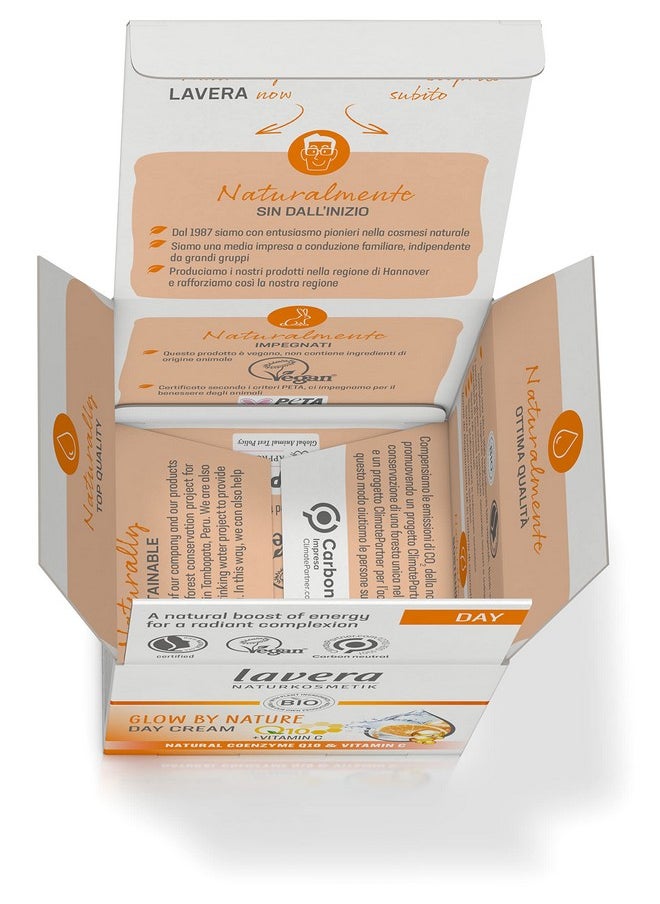 lavera Glow by Nature Day Care - Face Cream with Q10 & Vitamin C for a Radiant Complexion - Moisturizing Facial Cream - Anti Aging Cream - PETA Certified - Vegan - Made in Germany - 1.7 Fl Oz