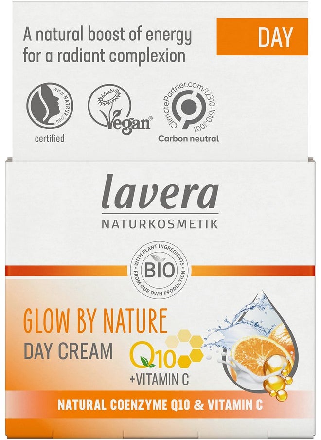 lavera Glow by Nature Day Care - Face Cream with Q10 & Vitamin C for a Radiant Complexion - Moisturizing Facial Cream - Anti Aging Cream - PETA Certified - Vegan - Made in Germany - 1.7 Fl Oz