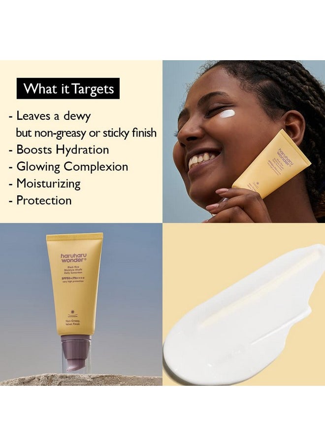 Haruharu Wonder Black Rice Moisture Airyfit Daily Sunscreen 50ml (1.69fl.oz), Reef Safe Formula, Non-Greasy Velvet Finish