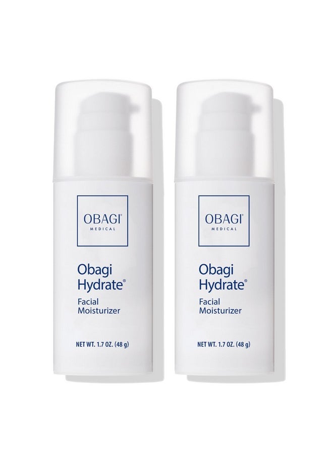 Obagi Hydrate Facial Moisturizer - Non-Comedogenic Intensely Hydrating All Day Moisturizer that Combats Dryness with Tara Seed Extract, Shea Butter & Avocado Oil - All Skin Types - 2-Pack, 1.7 oz ea