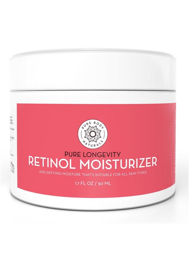 Pure Body Naturals Retinol Moisturizer, 1.7 Ounces - Moisturizing Retinol Cream for Face, Age Defying Eye Cream for Wrinkles and Lines with Hyaluronic Acid, Shea Butter, and Jojoba Oil