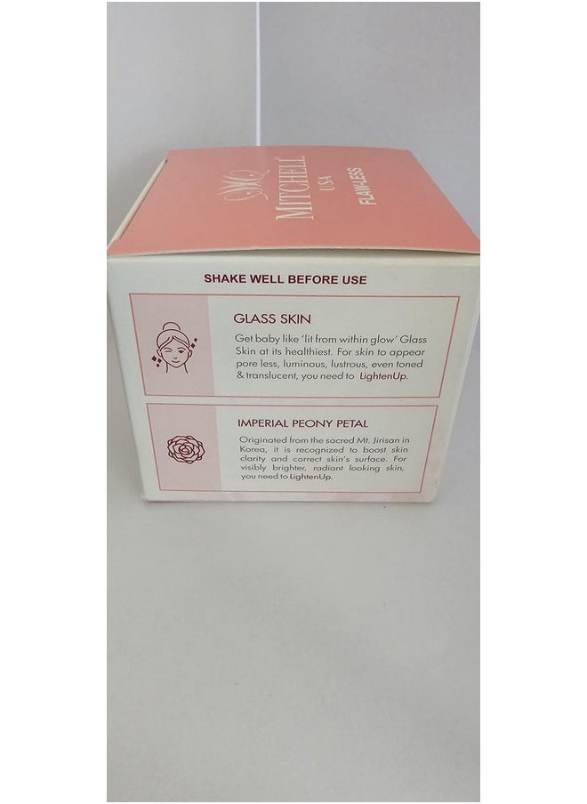 Mitchell USA Flawless Lighten Up Smooth Radiance Clarifying Day Cream - 50g with Peony Flower Extracts, Seaweed Extracts & Niacinamide | Korean-inspired Day Cream | Non-Greasy Moisturizer for Deep Hydration, Anti-Aging & Glowing Skin | Day Cream for All Skin Types