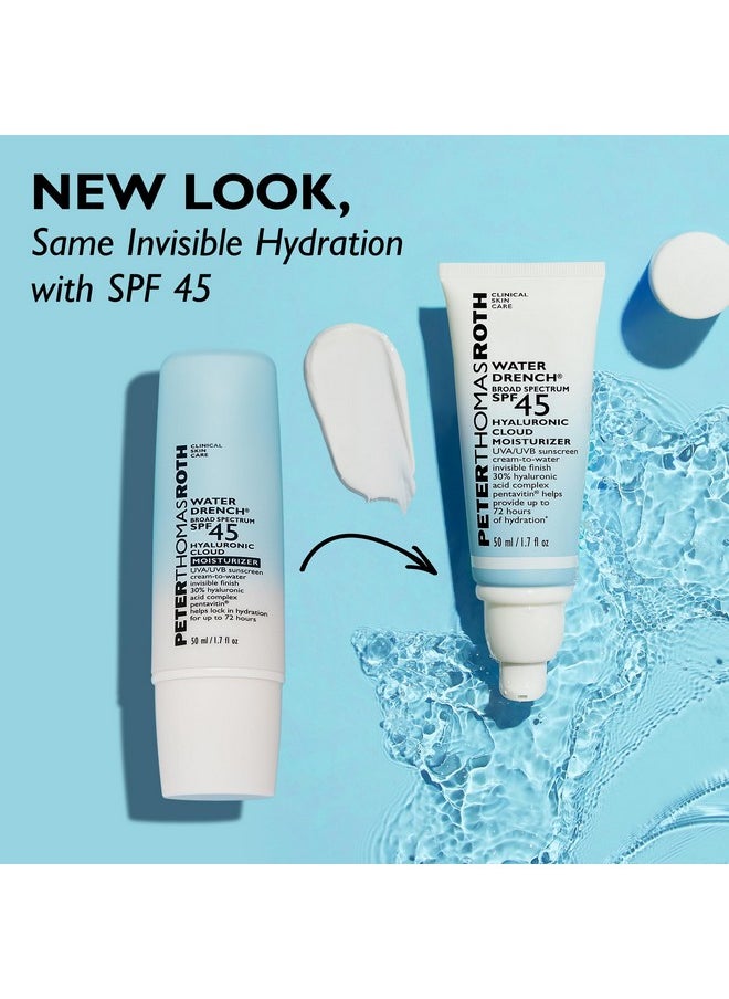 Peter Thomas Roth | Water Drench Broad Spectrum SPF 45 Hyaluronic Cloud Moisturizer | SPF Moisturizer For Face, Lightweight Sunscreen For Face (Pack of 1)