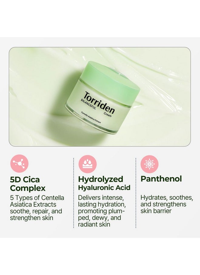 Torriden BALANCEFUL Cica Cream, Soothing and Nourishing Moisturizer that Hydrates, Moisturizes, and Soothes with 5 Different Centella Asiatica Extract for Oily, Combo, and Sensitive Skin