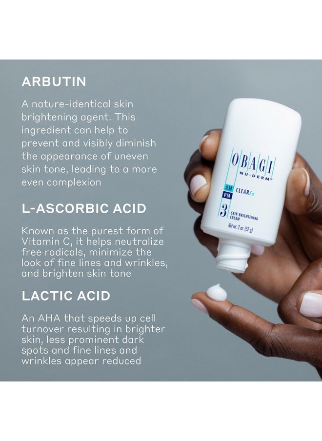 Obagi Nu-Derm Clear Fx - Skin Brightening and Evening Cream with Arbutin, Vitamin C, and Lactic Acid - 2 oz