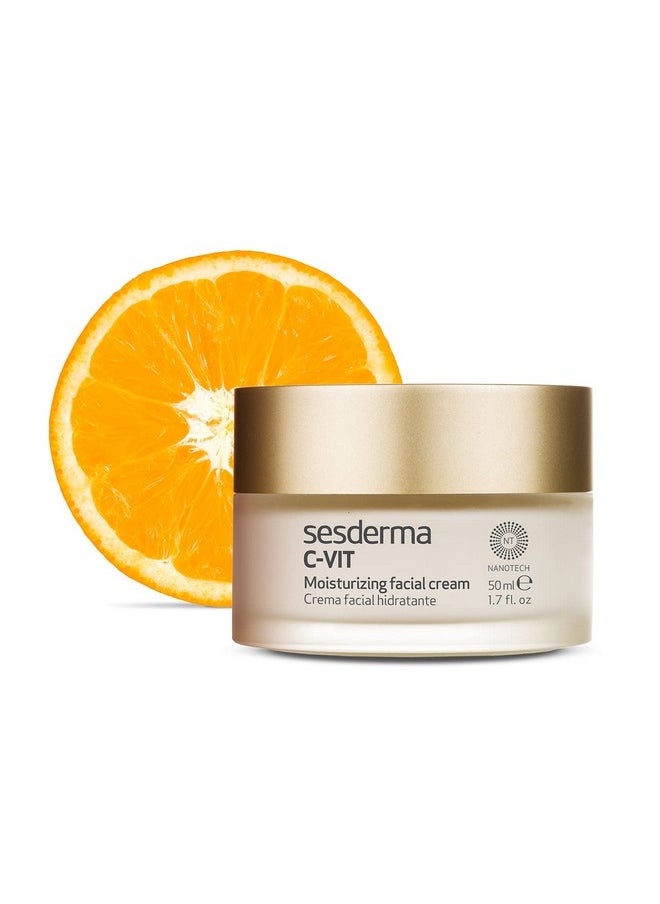 Sesderma C-VIT Moisturizing Facial Cream Vitamin C Antioxidant for Dry Skin Luminosity Radiance, 1.7 Fl Oz