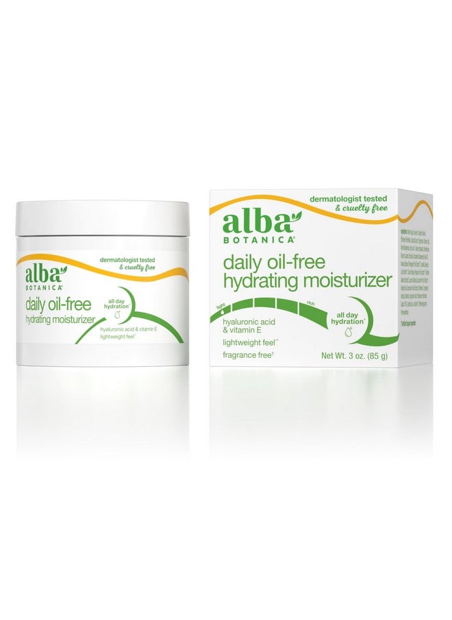 Alba Botanica Daily Oil Free Hydrating Moisturizer, with Hyaluronic Acid and Vitamin E, 3 Oz (Packaging May Vary)