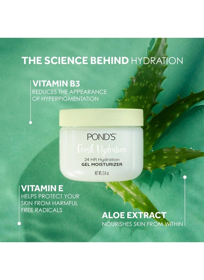 POND'S Aloe Extract & Vitamin B3 Gel Face Moisturizer For Fresh and Luminous Skin, 3.4 oz