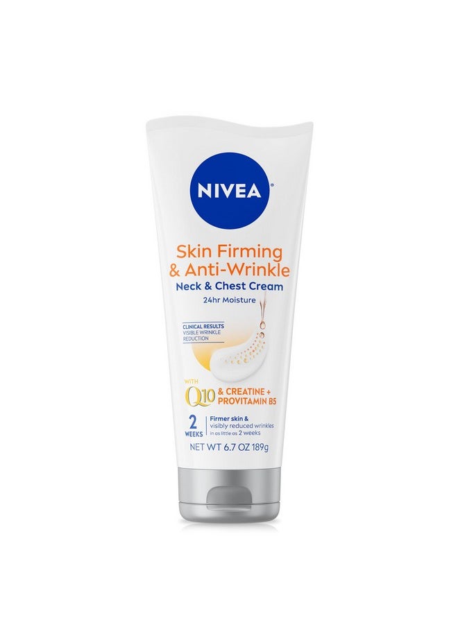 NIVEA Skin Firming and Anti Wrinkle Neck and Chest Cream with Q10, Creatine and Provitamin B5, Skin Firming Body Cream Reduces the Look of Fine Lines and Wrinkles, 6.7 Oz Tube