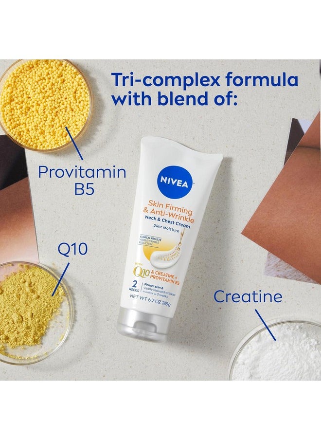 NIVEA Skin Firming and Anti Wrinkle Neck and Chest Cream with Q10, Creatine and Provitamin B5, Skin Firming Body Cream Reduces the Look of Fine Lines and Wrinkles, 6.7 Oz Tube