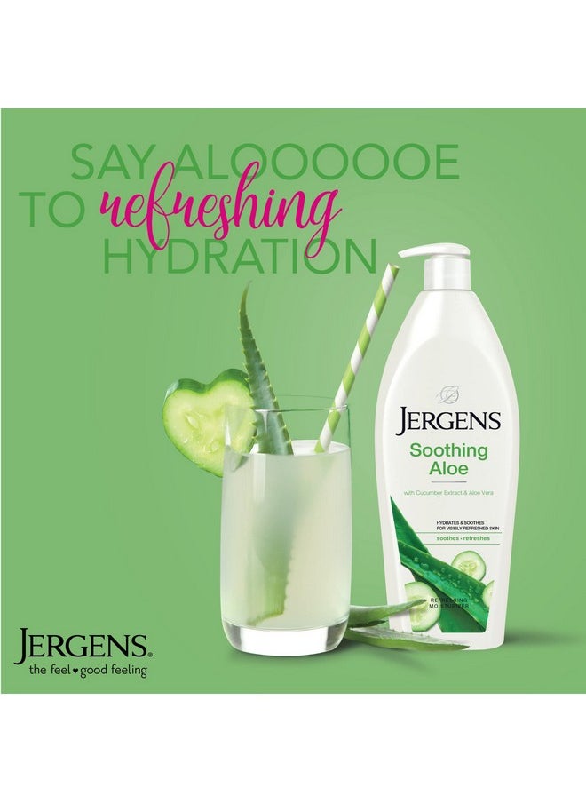 Jergens Soothing Aloe Refreshing Body Lotion, Aloe Vera Body and Hand Moisturizer, 21 Fl Oz , Illuminating Hydralucence Blend, with Cucumber Extract, Dermatologist Tested