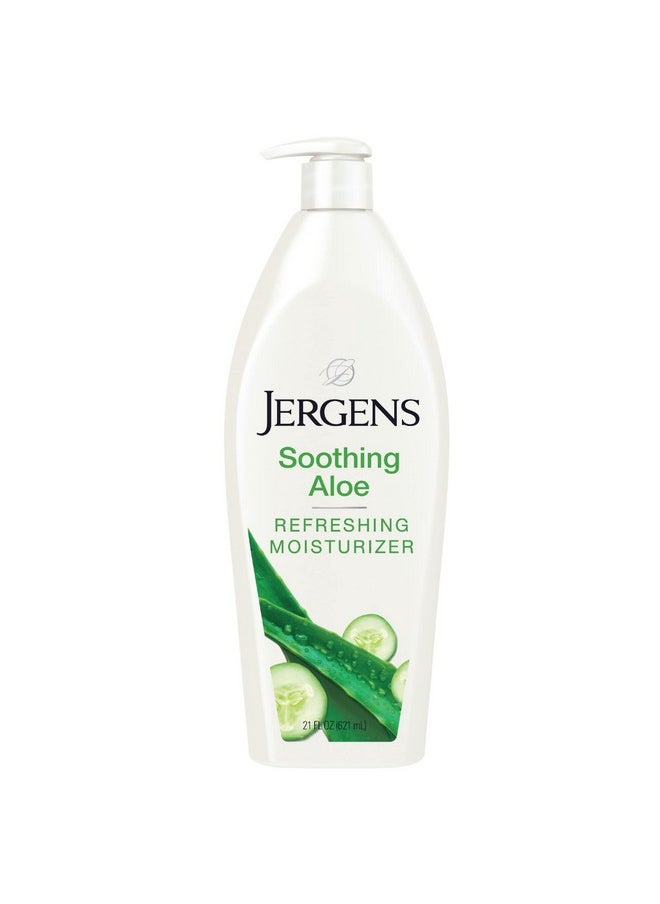 Jergens Soothing Aloe Refreshing Body Lotion, Aloe Vera Body and Hand Moisturizer, 21 Fl Oz , Illuminating Hydralucence Blend, with Cucumber Extract, Dermatologist Tested