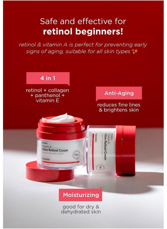 Hanskin Retinol Facial Cream, Repair Fine Lines & Wrinkle, Anti Aging Moisturizing Cream, For Smoothing Firming Revitalizing Radiant Glow Skin, Korean Skincare, 50ml/1.69 FL Oz