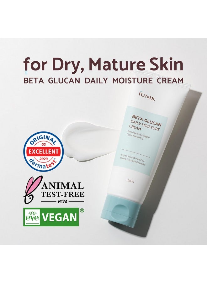 IUNIK Beta-Glucan Vegan Lightweight Non-Sticky Deep Moisture Watery Cream Lotion Daily Moisturizer Quick Absorption Dry Mature Sensitive Fine lines Skin Naturally-Derived Centella Vitamin Korean