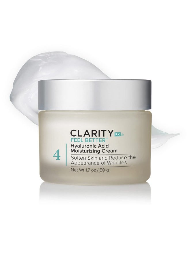 ClarityRx Feel Better Hyaluronic Acid Face Moisturizer, Natural Plant-Based Moisturizing Cream with Jojoba Oil & Hyaluronic Acid for Hydration, Smooths Dry, Aging Skin, Paraben & Cruelty Free (1.7 oz)