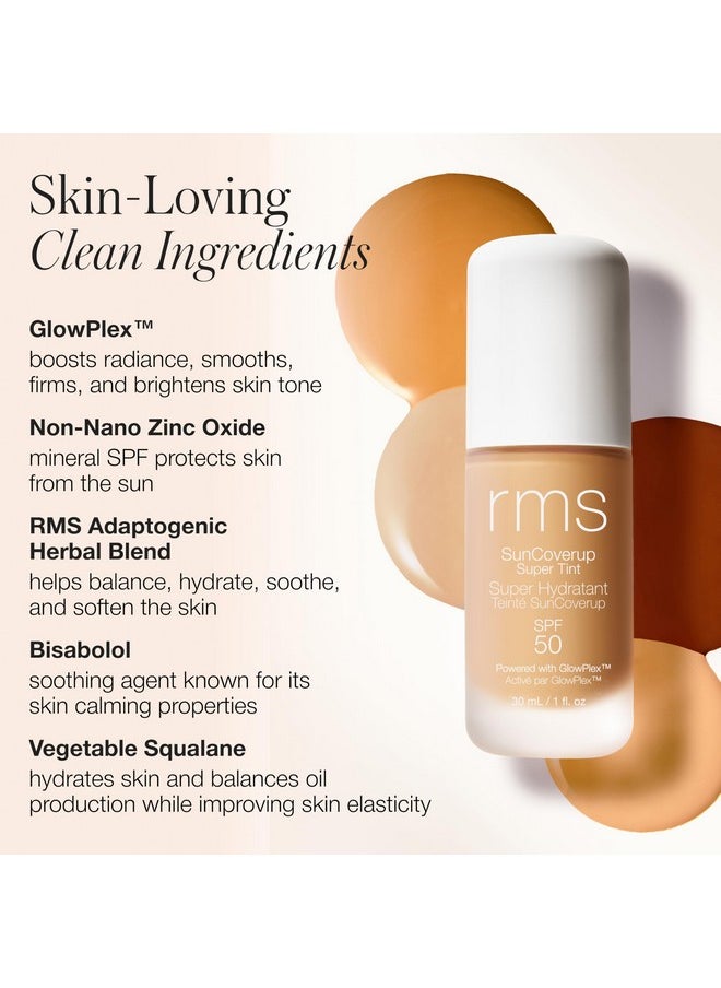 RMS Beauty SunCoverup Super Tint Broad Spectrum SPF 50 Sunscreen - Skin Tint Non Nano Zinc Oxide Mineral Sunscreen, Glowy Tinted Moisturizer with SPF (Toffee)