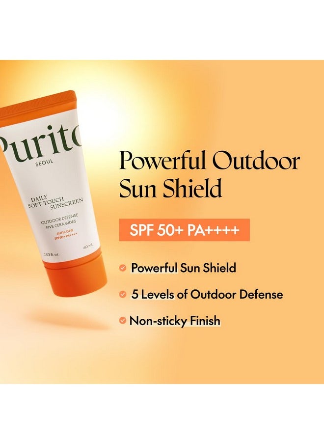 PURITO Daily Soft Touch Sunscreen 60ml Face Sunscreen Oil Free UVA & UVB Protection Lightweight and Oil Free Korean Sunscreen For All Skin Type and Vegan & Cruelty-Free