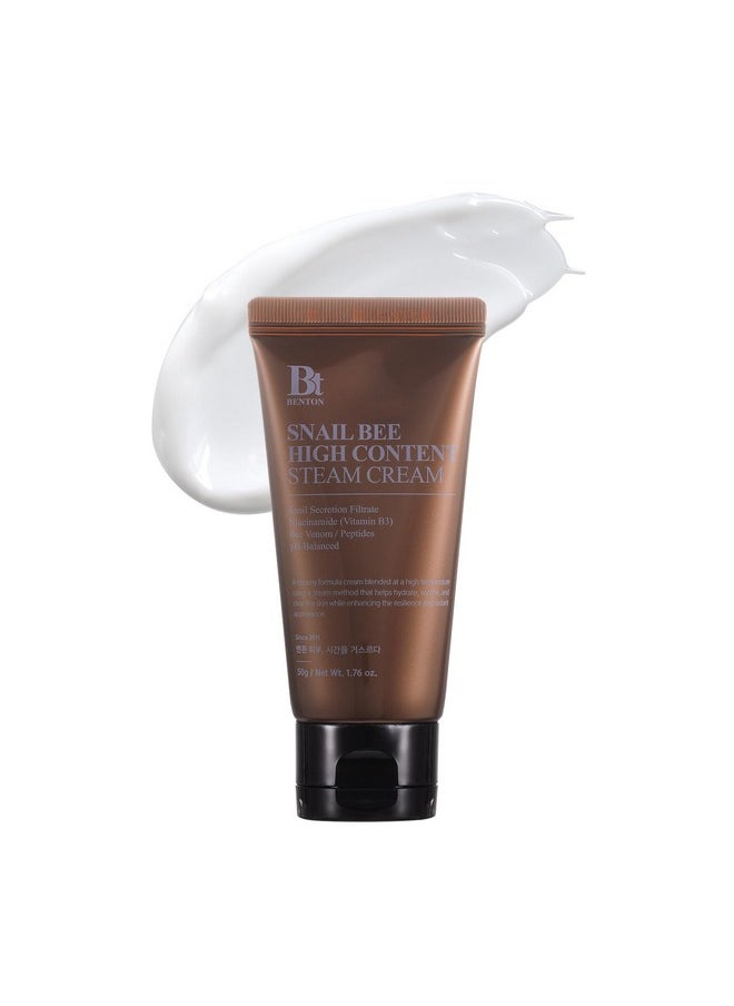 BENTON Snail Bee High Content Steam Cream - Snail Mucin Moisturizer with Bee Venom & Niacinamide | Korean Skin Care Products For Dry & Sensitive Skin | Hydrating Face For Women (1.76 oz.)