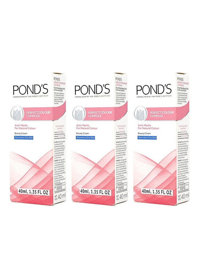 Pond's Perfect Color Beauty Cream, Anti-Marks Beauty Cream and Moisturizer, Normal to Dry Skin, 3-Pack of 1.35 Fo Oz Each