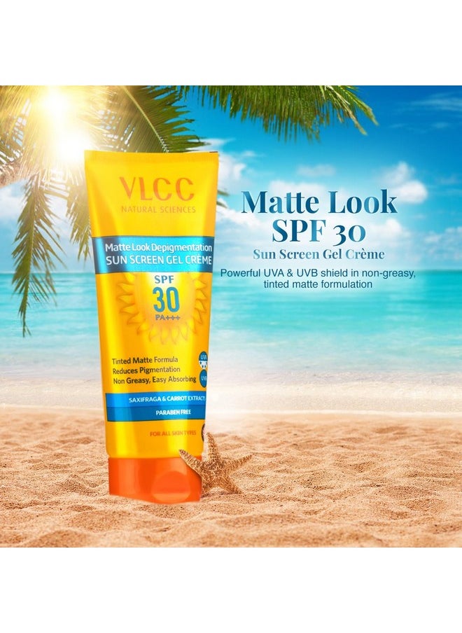 VLCC Natural Tinted Matte SPF 30 & PA+++ Sunscreen | Provides UV Rays Protection | Helps Reduce Tanning | Non Greasy | Suits All Skin Types and Tones | 4.41 Oz/125 g