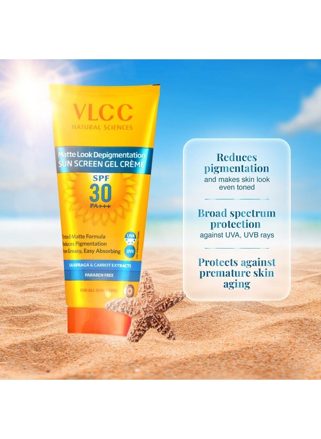 VLCC Natural Tinted Matte SPF 30 & PA+++ Sunscreen | Provides UV Rays Protection | Helps Reduce Tanning | Non Greasy | Suits All Skin Types and Tones | 4.41 Oz/125 g
