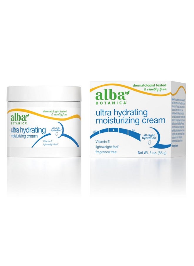 Alba Botanica Ultra Hydrating Moisturizing Cream, with Vitamin E, Fragrance Free, 3 Oz (Packaging May Vary)