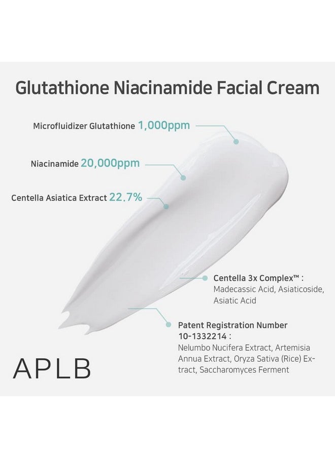APLB Glutathione Niacinamide Facial Cream | LIPO GLUTA NIAC CEN™ 24.8% 1.86 FL.OZ/Korean Skincare, Deep hydration, Niacinamide, Improve skin elasticity, Improve skin texture