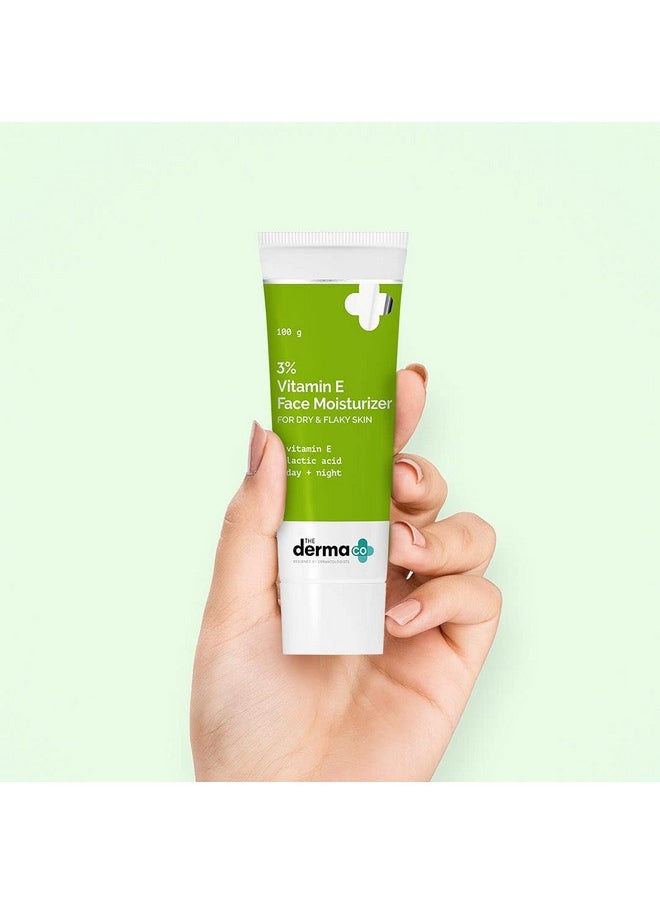 The Derma Co 3% Vitamin E Face Moisturizer for Dry & Flaky Skin | Deeply Hydrates & Nourishes Damaged Skin | Makes Skin Soft & Supple | Non-Greasy & Lightweight | 3.53 Oz/100g