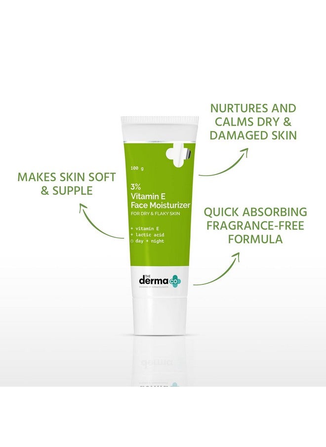 The Derma Co 3% Vitamin E Face Moisturizer for Dry & Flaky Skin | Deeply Hydrates & Nourishes Damaged Skin | Makes Skin Soft & Supple | Non-Greasy & Lightweight | 3.53 Oz/100g