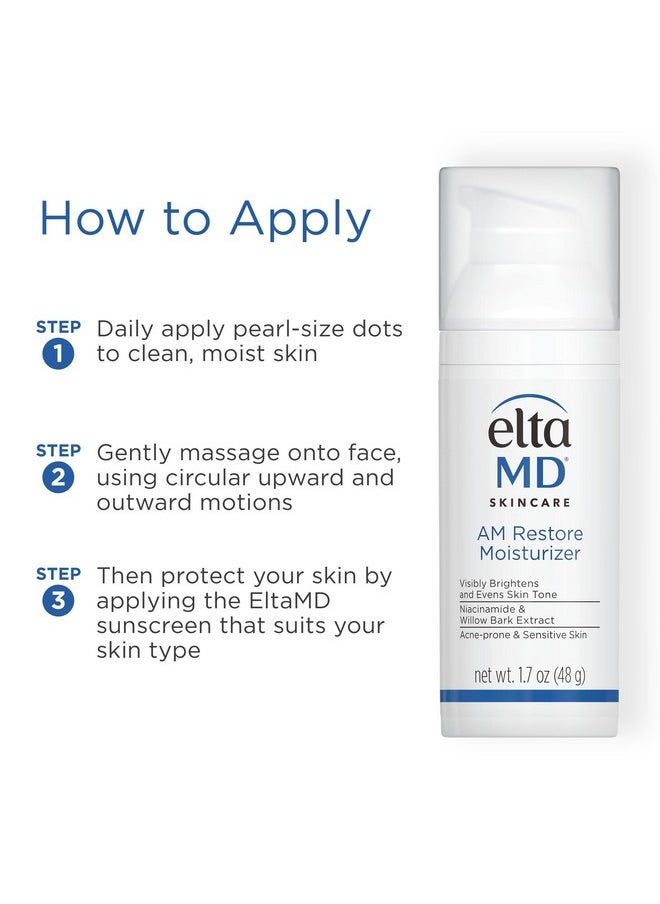 EltaMD AM Restore Face Moisturizer, Light Moisturizer Face Cream, Made with Niacinamide and Hyaluronic Acid, 1.7 oz Pump