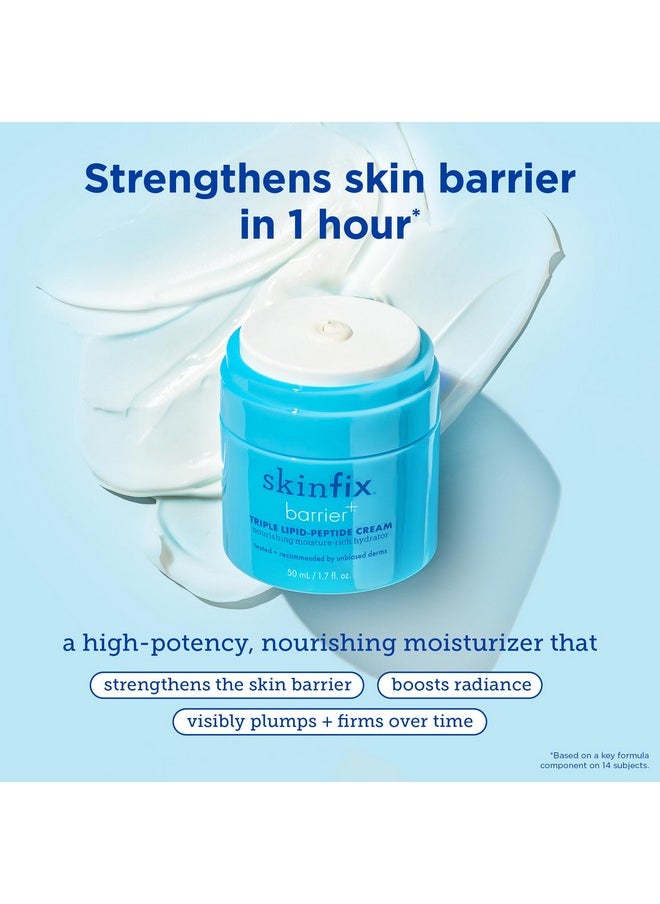 Skinfix Barrier+ Triple Lipid-Peptide Cream: Enriched with Lipids, Peptides, Hyaluronic Acid, and Shea Butter for Brightening, Firming, and Plumping, 1.7 oz