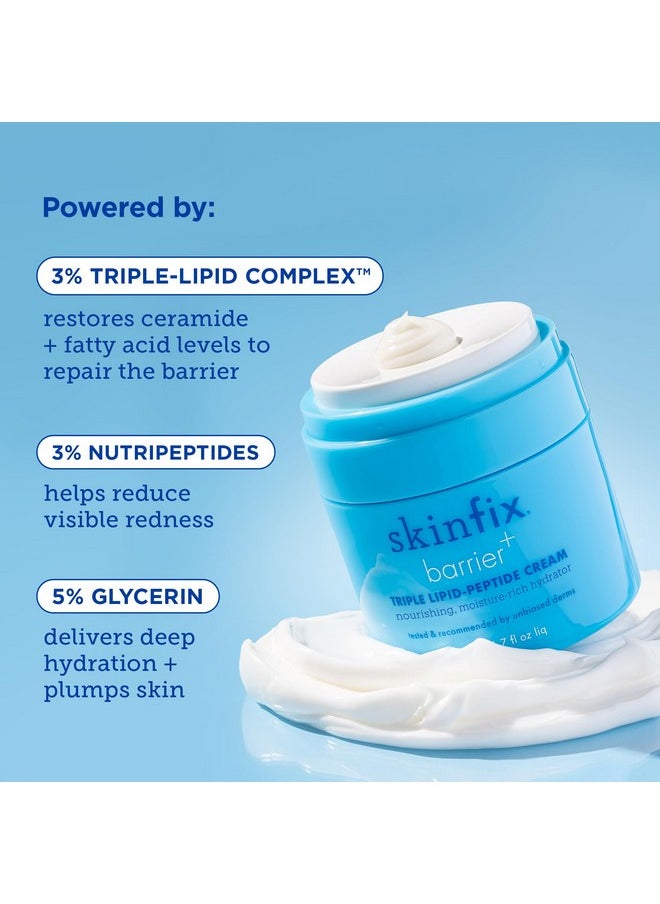 Skinfix Barrier+ Triple Lipid-Peptide Cream: Enriched with Lipids, Peptides, Hyaluronic Acid, and Shea Butter for Brightening, Firming, and Plumping, 1.7 oz