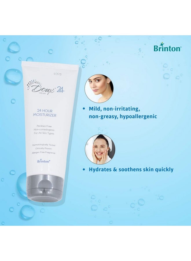 Brinton Doux 24 Hour Moisturizer Cream Face, Moisturizer, For Women, Ladies, Men, Man, 100 g, blue