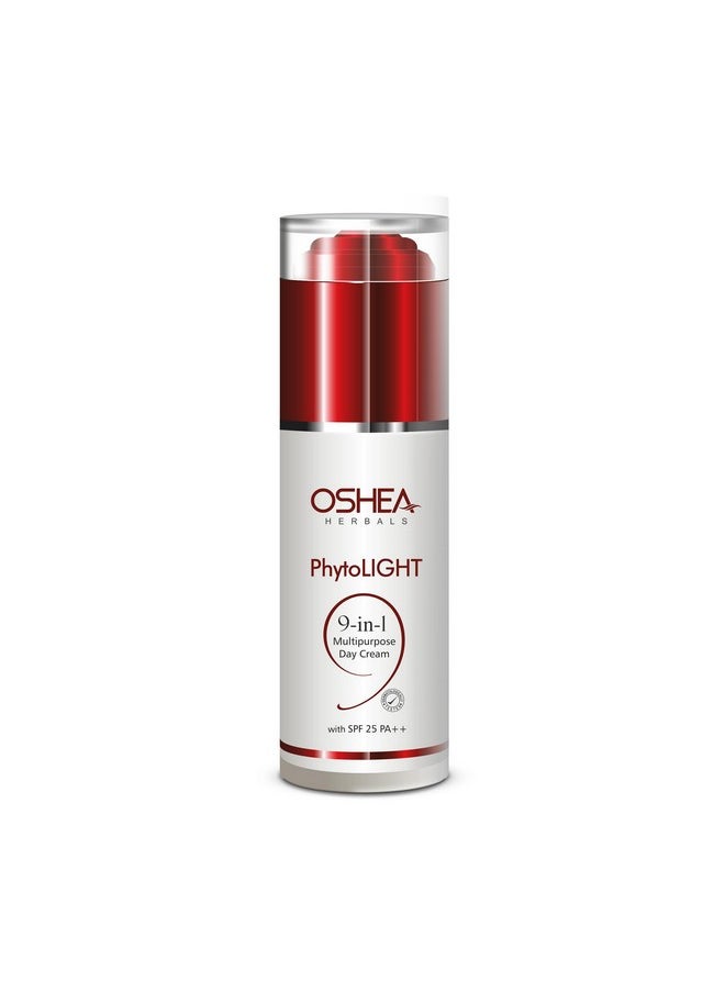 Oshea Herbals Phytolight 9-in-1 Multipurpose Day Cream With Spf 25 pa++ | Provide Day Long Moisturization | Lightens Skin Tone | Controls Acne & Pimples | Smoothens Rough Skin | Protects From UVA/UVB rays | Reduces Appearances of Pores | Reduces Fine Lines & Wrinkles | Fades Dark Spots & Blemishes | Net wt : 50 g