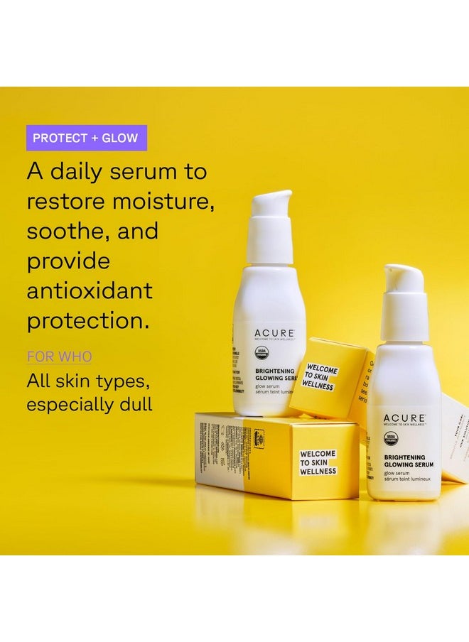 Acure Brightening Glowing Serum - Revitalize & Hydrate Face & Neck - Argan Oil, Pumpkin & Cranberry - Antioxidant Protection for All Skin Types- All Natural Hydrating Formula - 100% Vegan, 1 Fl Oz