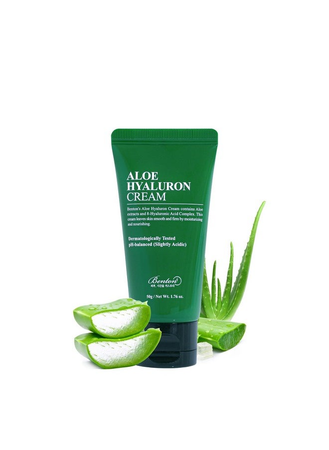 BENTON Aloe Hyaluron Cream 50g (1.76 oz.) - Aloe Leaf Water & Hyaluronic Acid Contained Soothing and Moisturizing Facial Cream, for Dryness and Itchy Senstivie Skin
