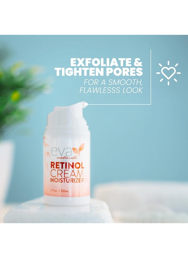 Eva Naturals Anti-Aging Retinol Cream For Face - Anti-Wrinkle Retinol Moisturizer Day & Night Face Cream With Hyaluronic Acid & Vitamin E For Women and Men - Reduce Fine Lines & Dark Spots (1.7 oz)