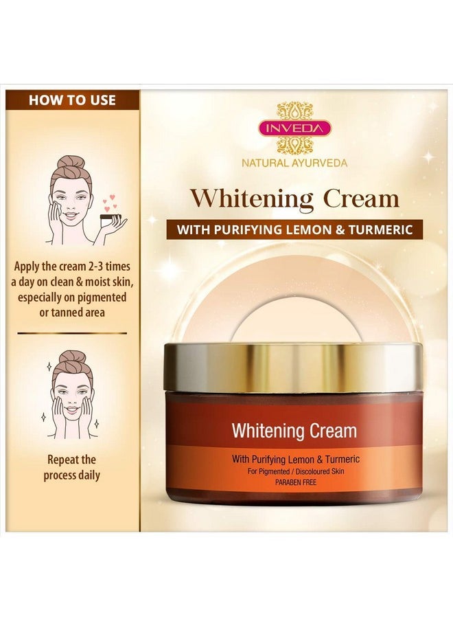 Inveda Brightening Cream with Purifying Lemon and Turmeric, Helps to Reduce Dark Spots, Gives Fair, Healthy and Even Tone Skin, 50ml