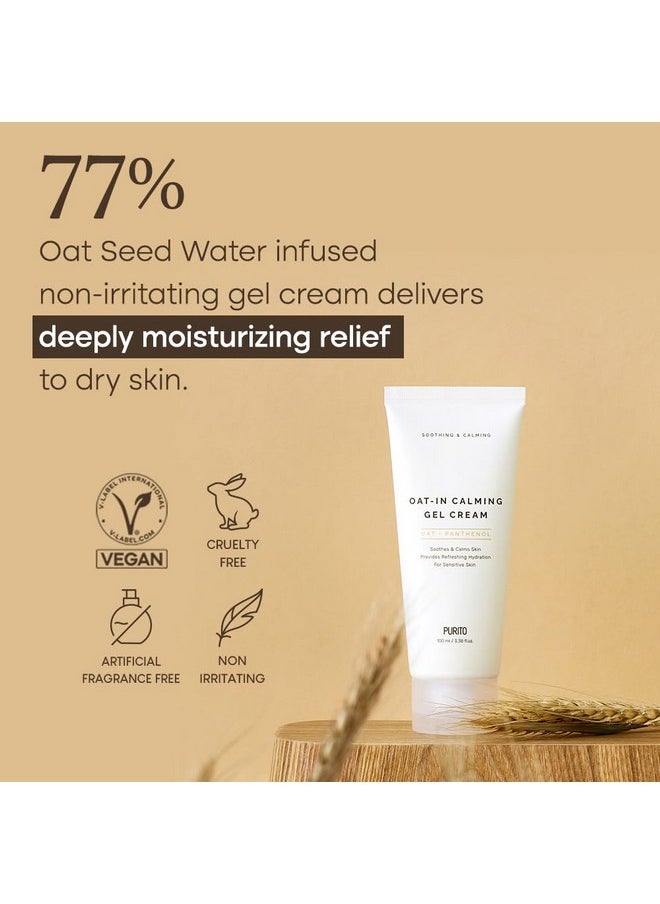 PURITO Oat-in Calming Gel Cream 100 ml / 3.38 fl. oz. vegan, facial cream, moisture cream for face, natural ingredients