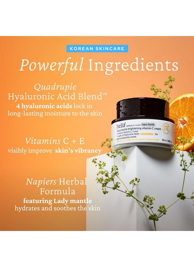 belif Aqua Bomb Vitamin C Face Cream Moisturizer, Infused with Hyaluronic Acid, Vitamin C & Vitamin E, Intense Hydration, For All Skin Types, Korean Skin Care