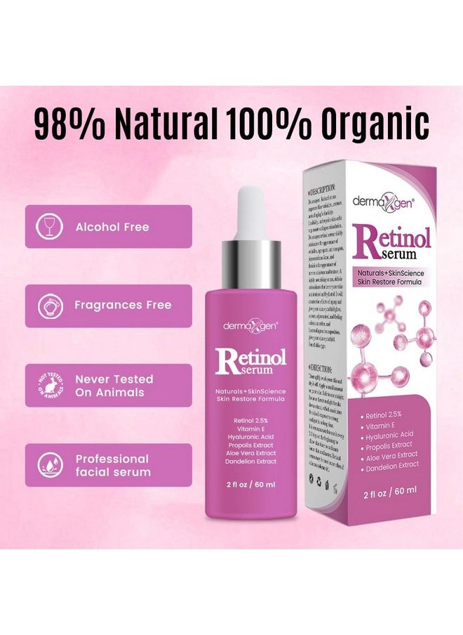 DERMAXGEN Retinol Cream - 3% (Percent) Retinol Cream for Face with Hyaluronic Acid Anti-Aging Face Cream for Fine Lines & Wrinkles - Hydrating Face Moisturizer (2 FL OZ, RETINOL SERUM)