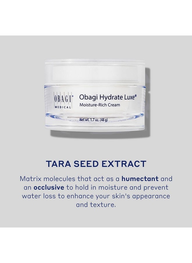 Obagi Hydrate Luxe Ultra-Rich Facial Moisturizer - Non-Comedogenic with Tara Seed Extract and Biomimetic Peptides - Intensive Night Face Cream for Dry, Sensitive or Aging Skin - 1.7 oz