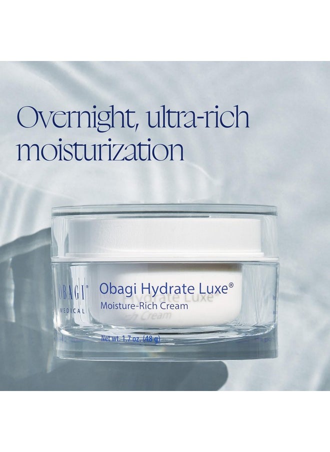 Obagi Hydrate Luxe Ultra-Rich Facial Moisturizer - Non-Comedogenic with Tara Seed Extract and Biomimetic Peptides - Intensive Night Face Cream for Dry, Sensitive or Aging Skin - 1.7 oz