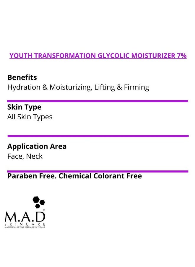 M.A.D Skincare Anti-Aging Youth Transformation Glycolic Moisturizer 7%