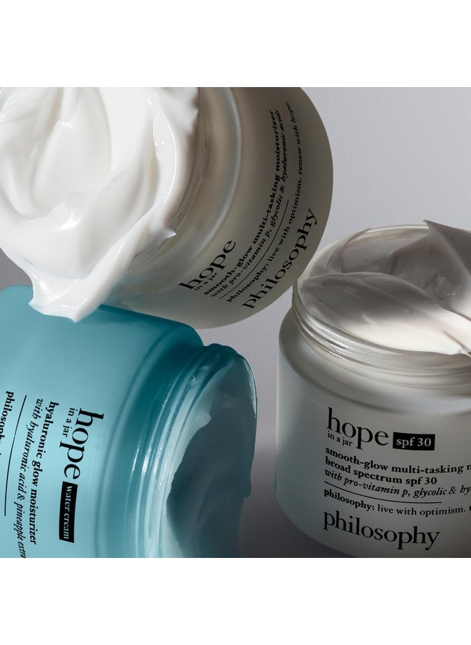 philosophy hope in a jar hyaluronic glow water cream face moisturizer - with hyaluronic acid & pineapple extract - provides 72-hour hydration & primes skin for makeup - 2 fl oz.