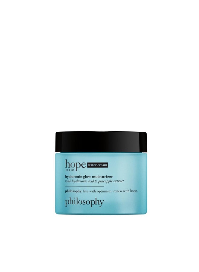 philosophy hope in a jar hyaluronic glow water cream face moisturizer - with hyaluronic acid & pineapple extract - provides 72-hour hydration & primes skin for makeup - 2 fl oz.