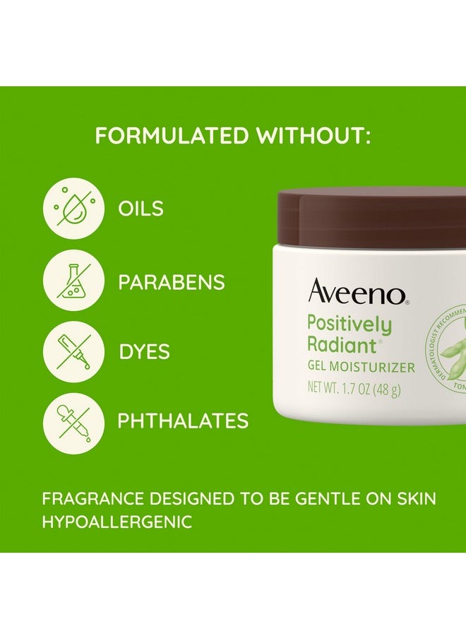 Aveeno Positively Radiant Daily Gel Facial Moisturizer with Hyaluronic Acid & Tone-Correcting Soy, Hydrating & Brightening Gel Face Cream Evens Skin Tone & Texture, Hypoallergenic, 1.7 oz