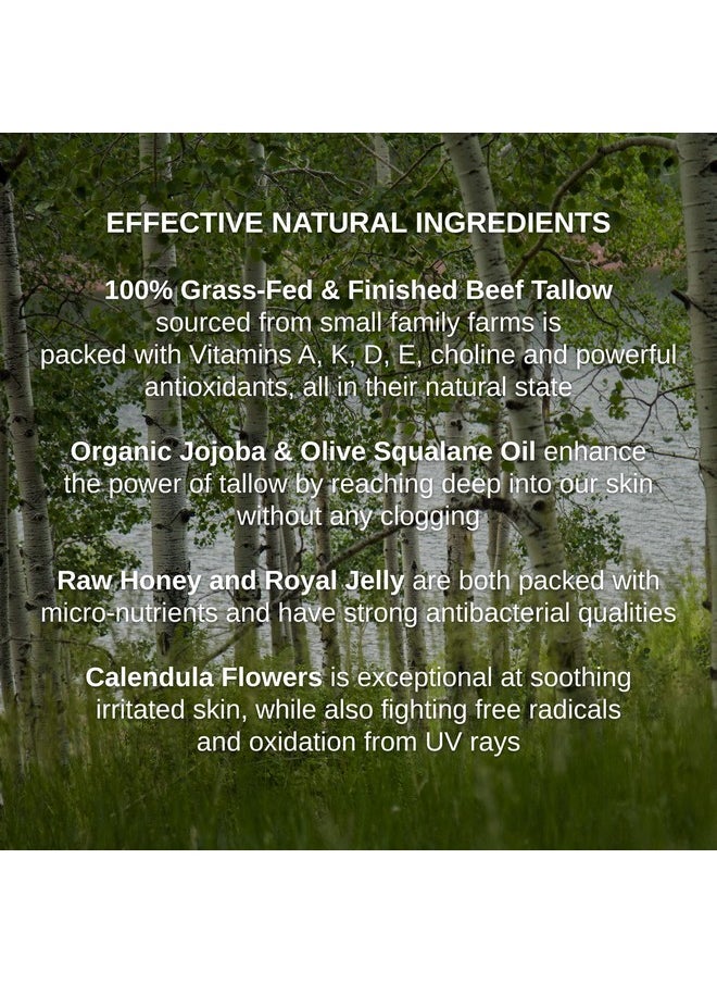 Shwally Tallow, Honey & Royal Jelly Non-Comedogenic Face Moisturizer (2 Oz) - Paleo & Primal Tallow Balm - 100% Grass Fed Tallow with Squalane & Calendula - Rich in Vitamin A, K, D & E - Creates Soft, Smooth Skin (Organic Geranium Rose + Lavender)