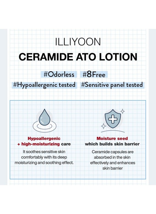 ILLIYOON Ceramide Ato Lotion 528ml(17.85oz) | Daily Moisturizing Lotion for All Skin Types | Deep Moisturizing and Soothing Effect | Korean Skin Care